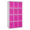 Taquilla consigna de metall de 3 mòduls de 4 compartiments 1800 x 900 x 500 mm de Simonrack color gris i rosa