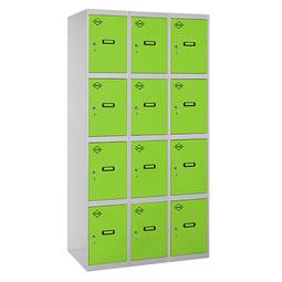 Metal storage locker with 3 modules and 4 compartments 1800 x 900 x 500 mm by Simonrack in gray and green color