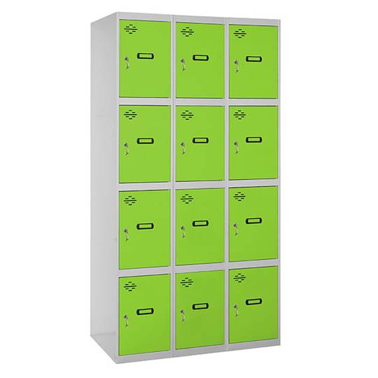 Aufbewahrungsschrank aus Metall mit 3 Modulen und 4 Fächern 1800 x 900 x 500 mm von RackMatic in den Farben Grau und Grün
