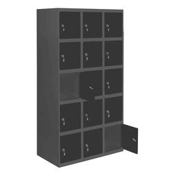 Taquilla consigna de metal de 3 módulos de 5 compartimentos 1800 x 900 x 500 mm Simonlocker Simonrack color antracita y antracita