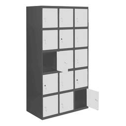 Metalowa szafka magazynowa z 3 modułami i 5 przegrodami 1800 x 900 x 500 mm firmy RackMatic w kolorze antracytowym i białym