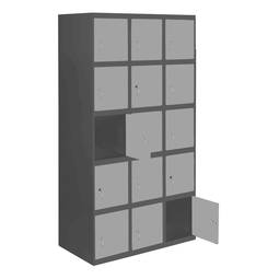 Metalowa szafka magazynowa z 3 modułami i 5 przegródkami 1800 x 900 x 500 mm firmy RackMatic w kolorze antracytowym i szarym