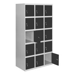 Taquilla consigna de metal de 3 módulos de 5 compartimentos 1800 x 900 x 500 mm Simonlocker Simonrack color gris y antracita