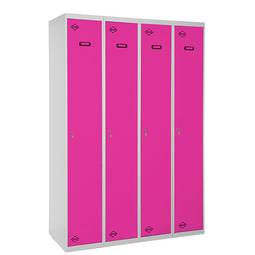 Armário de armazenamento de metal com 4 módulos de 1 compartimentos 1800 x 1200 x 500 mm da RackMatic na cor cinza e rosa