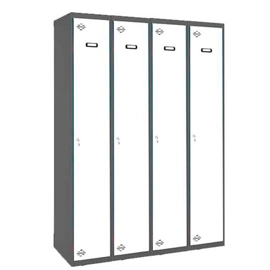Metal storage locker with 4 modules of 1 compartments 1800 x 1200 x 500 mm by Simonrack anthracite and white color