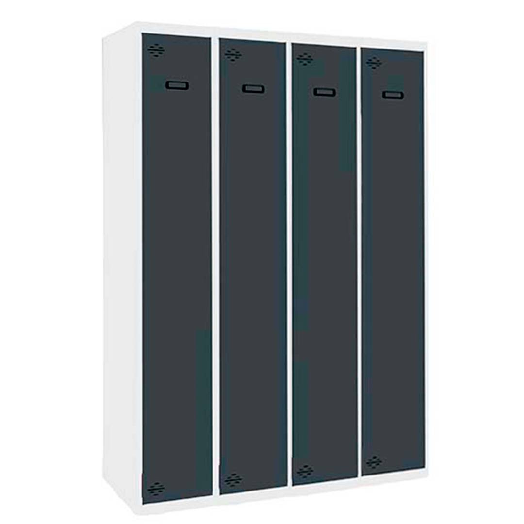 Casier de rangement en métal avec 4 modules de 1 compartiments 1800 x 1200 x 500 mm de RackMatic en couleur blanc et anthracite