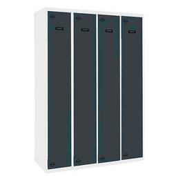 Metalowa szafka magazynowa z 4 modułami po 1 przegródkach 1800 x 1200 x 500 mm firmy RackMatic w kolorze białym i antracytowym