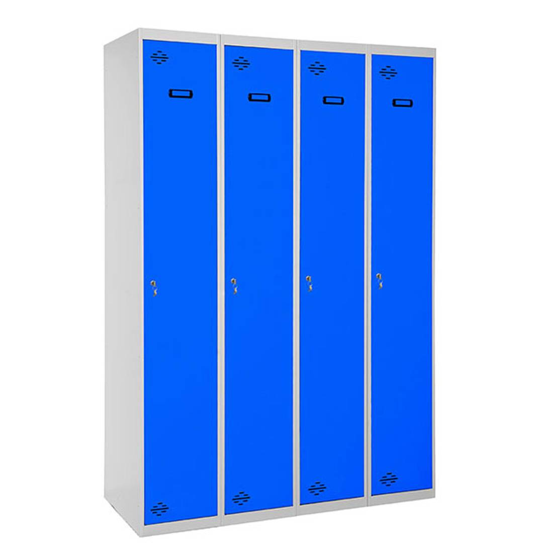 Taquilla consigna de metal de 4 módulos de 1 compartimentos 1800 x 1200 x 500 mm Simonlocker Simonrack color gris y azul