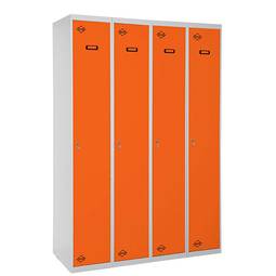 Armário de armazenamento de metal com 4 módulos de 1 compartimentos 1800 x 1200 x 500 mm da RackMatic na cor cinza e laranja