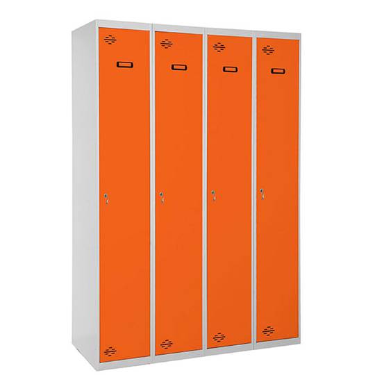 Taquilla consigna de metal de 4 módulos de 1 compartimentos 1800 x 1200 x 500 mm Simonlocker Simonrack color gris y naranja