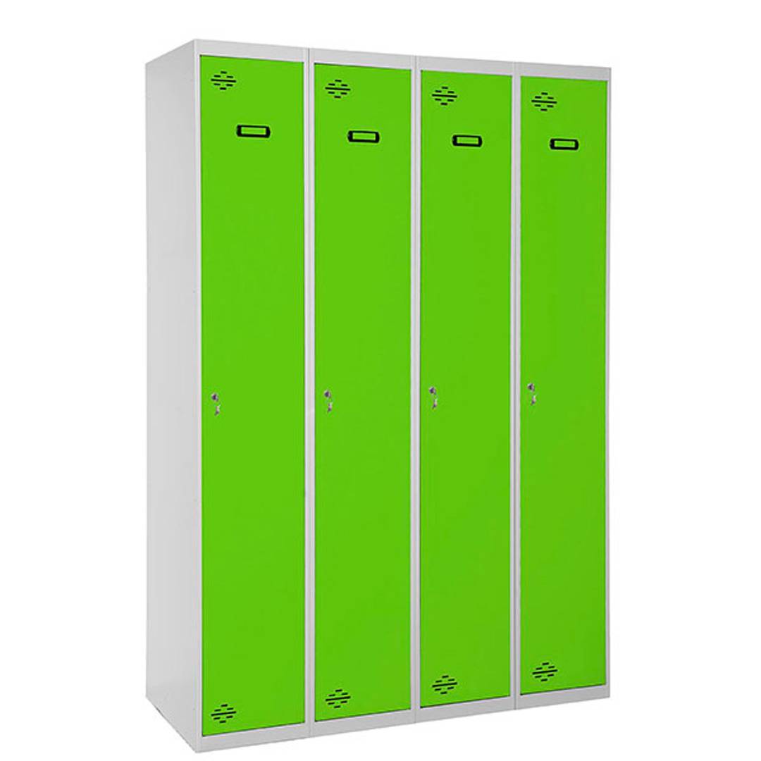 Aufbewahrungsschrank aus Metall mit 4 Modulen mit je 1 Fach 1800 x 1200 x 500 mm von RackMatic in den Farben Grau und Grün