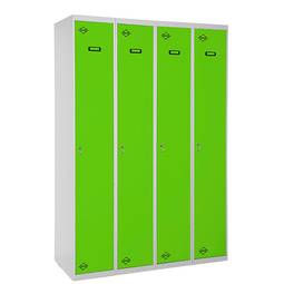 Metalowa szafka magazynowa z 4 modułami po 1 przegródkach 1800 x 1200 x 500 mm firmy RackMatic w kolorze szarym i zielonym