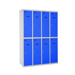Taquilla consigna de metal de 4 módulos de 2 compartimentos 1800 x 1200 x 500 mm Simonlocker Simonrack color gris y azul