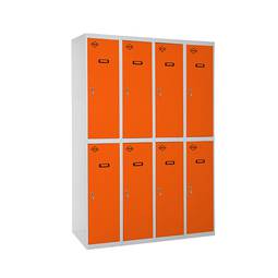 Taquilla consigna de metal de 4 módulos de 2 compartimentos 1800 x 1200 x 500 mm Simonlocker Simonrack color gris y naranja
