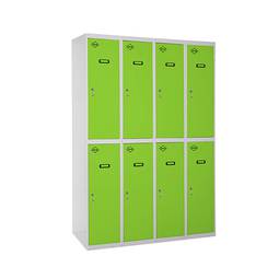 Taquilla consigna de metal de 4 módulos de 2 compartimentos 1800 x 1200 x 500 mm Simonlocker Simonrack color gris y verde