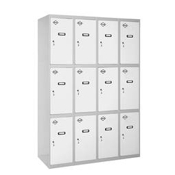 Taquilla consigna de metal de 4 módulos de 3 compartimentos 1800 x 1200 x 500 mm Simonlocker Simonrack color gris y blanco