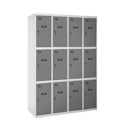 Taquilla consigna de metal de 4 módulos de 3 compartimentos 1800 x 1200 x 500 mm Simonlocker Simonrack color blanco y antracita