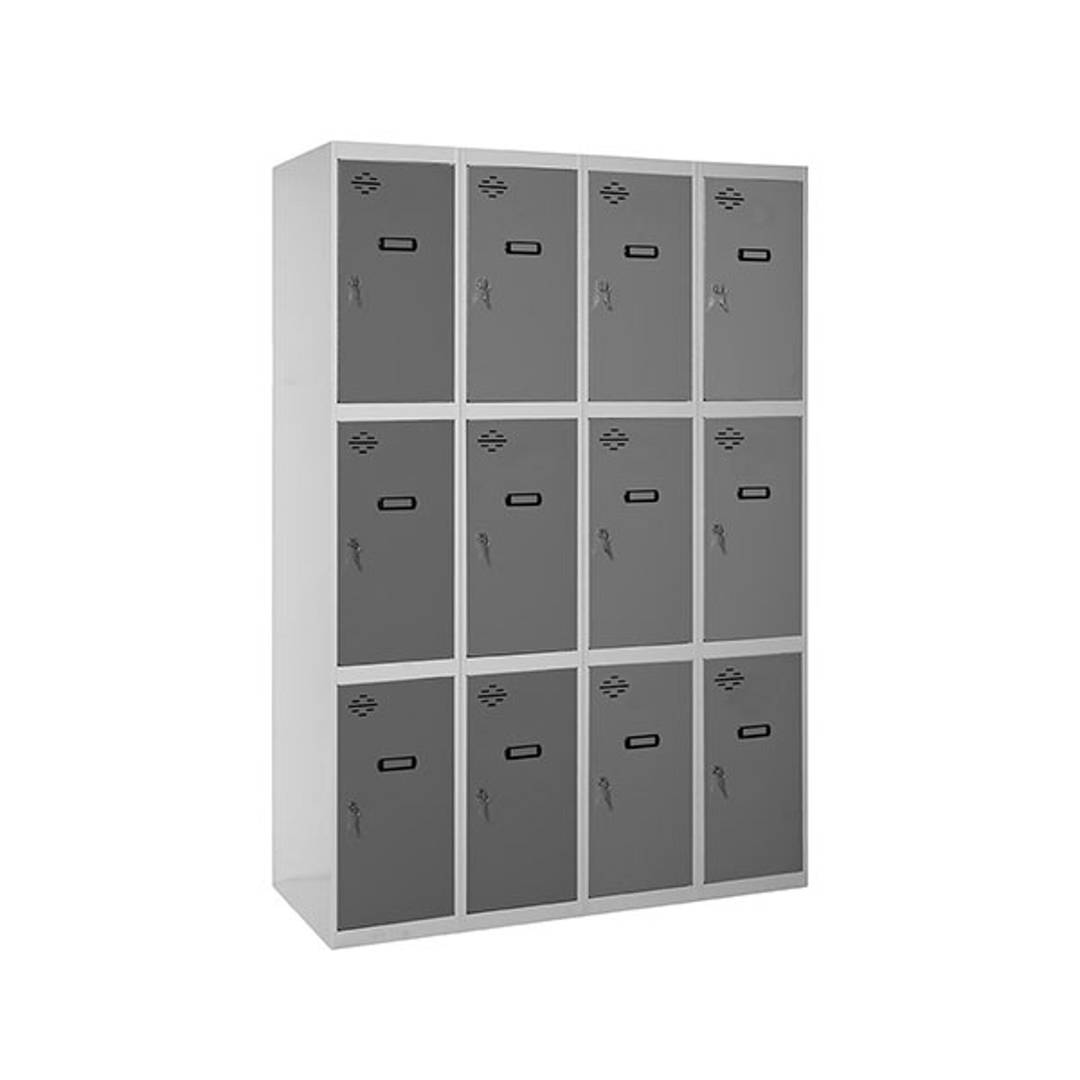 Metalowa szafa magazynowa z 4 modułami i 3 przegródkami 1800 x 1200 x 500 mm firmy RackMatic w kolorze szarym i antracytowym