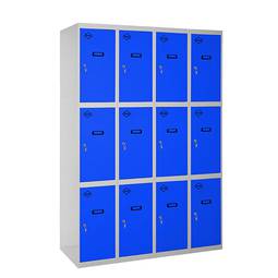 Taquilla consigna de metal de 4 módulos de 3 compartimentos 1800 x 1200 x 500 mm Simonlocker Simonrack color gris y azul