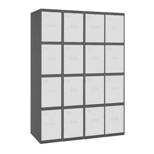Armadietto portaoggetti in metallo con 4 moduli e 4 scomparti 1800 x 1200 x 500 mm di RackMatic colore antracite e bianco