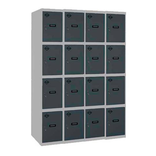 Aufbewahrungsschrank aus Metall mit 4 Modulen und 4 Fächern 1800 x 1200 x 500 mm von RackMatic in den Farben Grau und Anthrazit
