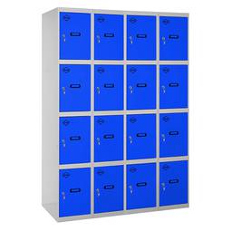 Taquilla consigna de metal de 4 módulos de 4 compartimentos 1800 x 1200 x 500 mm Simonlocker Simonrack color gris y azul