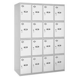 Taquilla consigna de metal de 4 módulos de 4 compartimentos 1800 x 1200 x 500 mm Simonlocker Simonrack color gris y blanco