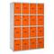 Taquilla consigna de metal de 4 módulos de 4 compartimentos 1800 x 1200 x 500 mm Simonlocker Simonrack color gris y naranja