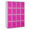Taquilla consigna de metal de 4 módulos de 4 compartimentos 1800 x 1200 x 500 mm Simonlocker Simonrack color gris y rosa