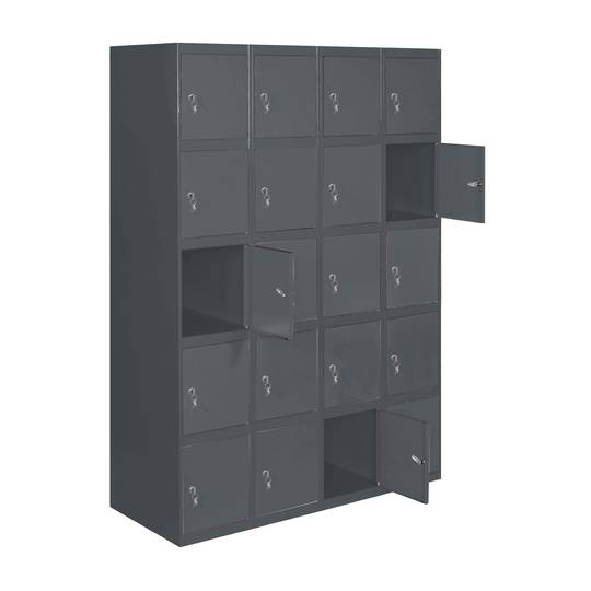 Taquilla consigna de metal de 4 módulos de 5 compartimentos 1800 x 1200 x 500 mm Simonlocker Simonrack color antracita y antracita