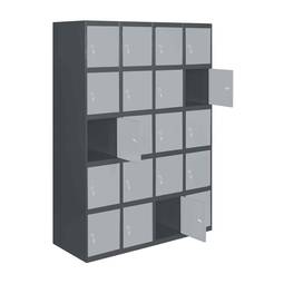 Taquilla consigna de metal de 4 módulos de 5 compartimentos 1800 x 1200 x 500 mm Simonlocker Simonrack color antracita y gris