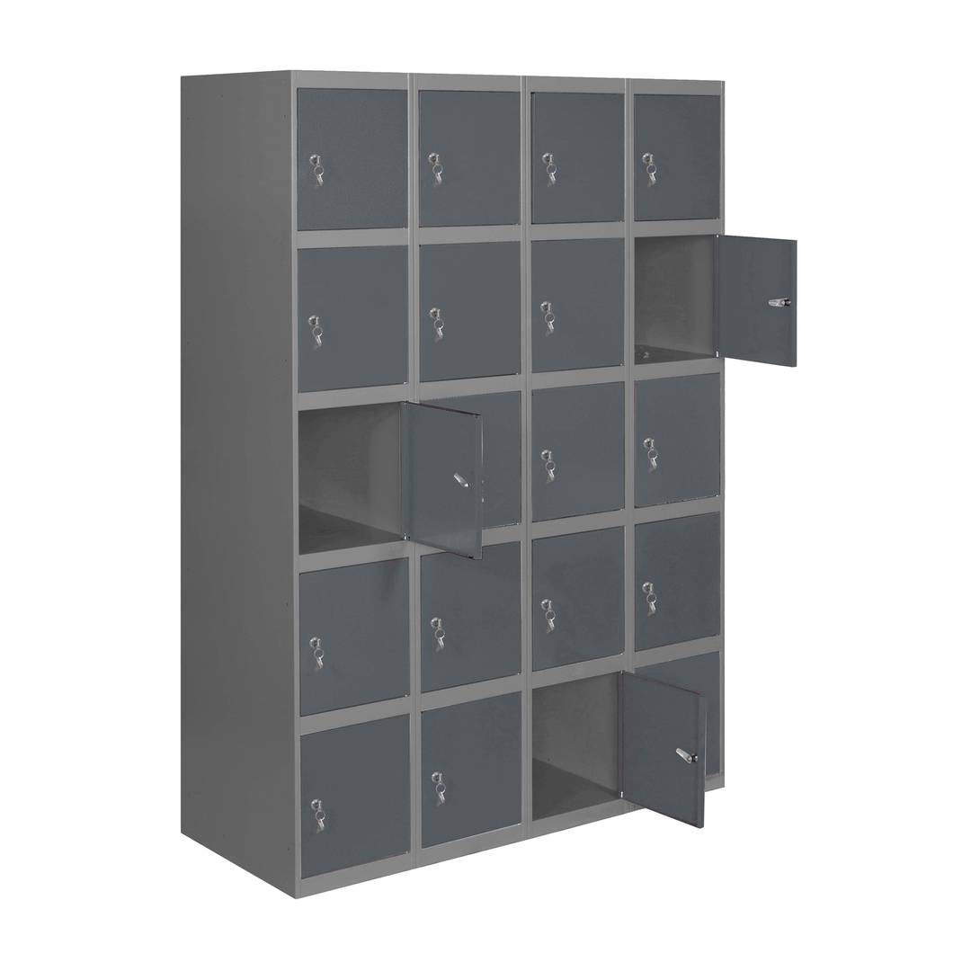 Taquilla consigna de metal de 4 módulos de 5 compartimentos 1800 x 1200 x 500 mm Simonlocker Simonrack color gris y antracita