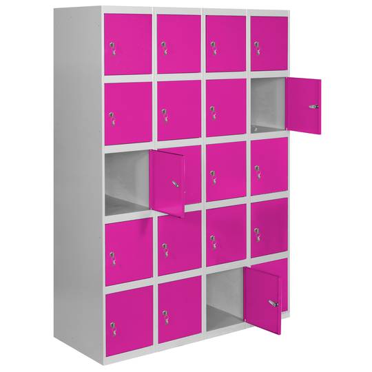 Armadietto portaoggetti in metallo con 4 moduli e 5 scomparti 1800 x 1200 x 500 mm di RackMatic nei colori grigio e rosa