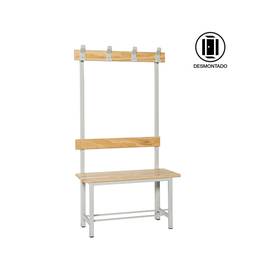 Banco de vestuario, Estructura de acero, Asiento de madera, Medidas: 47,5  x 100 x 32 cm