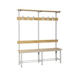 Banco de vestuario de metal y madera con perchero y techo de 1500 x 1800 x 350 mm Simonlocker Simonrack