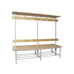 Banco de vestuario de metal y madera doble con perchero con techo de 1500 x 1800 x 670 mm Simonlocker Simonrack