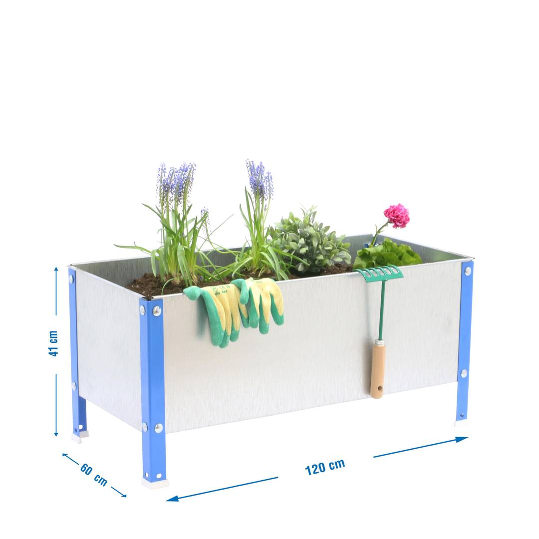 PrimeMatik Urban Garden 410x1200x600 mm azul e galvanizado 200 litros