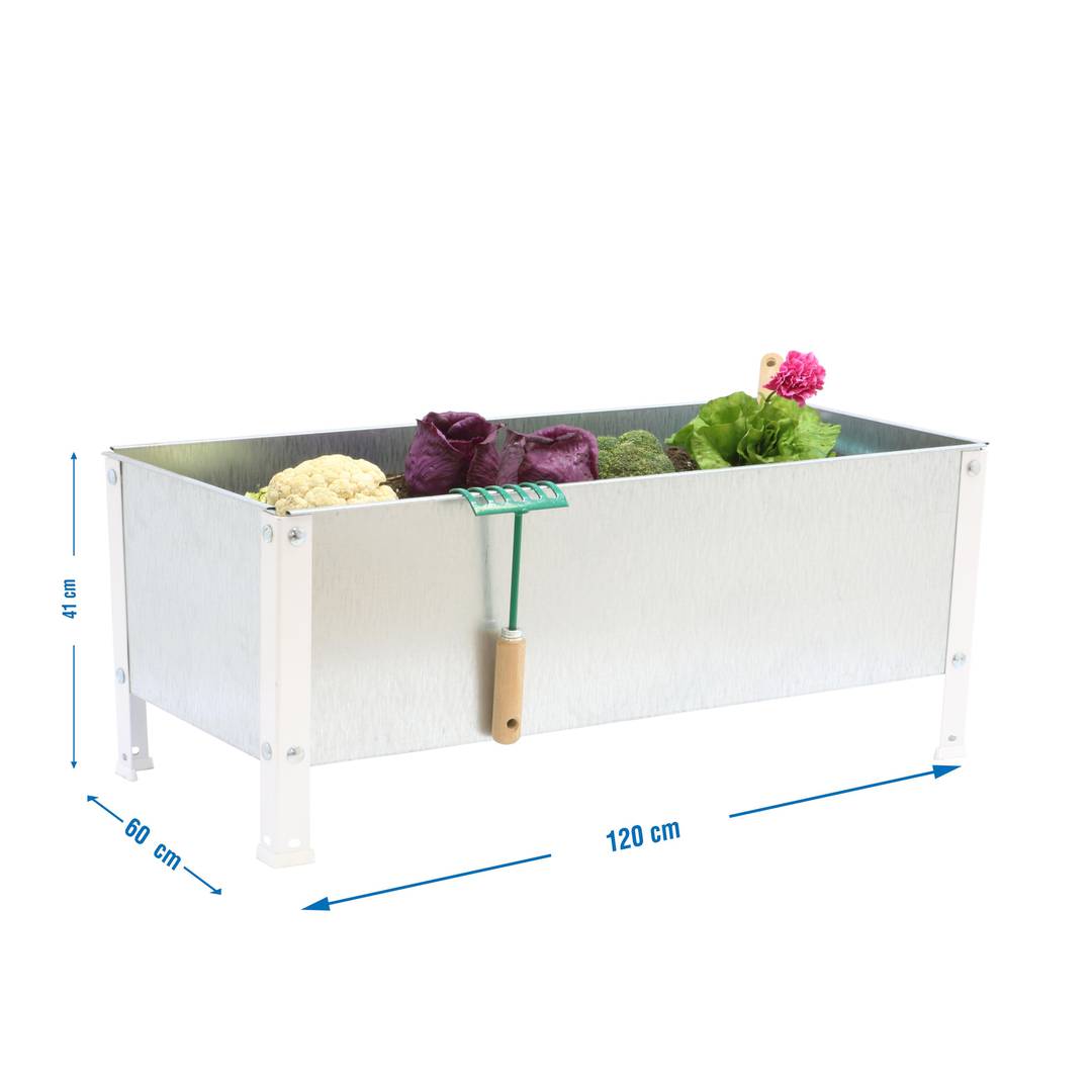 PrimeMatik Urban Garden 410x1200x600 mm branco e galvanizado 200 litros