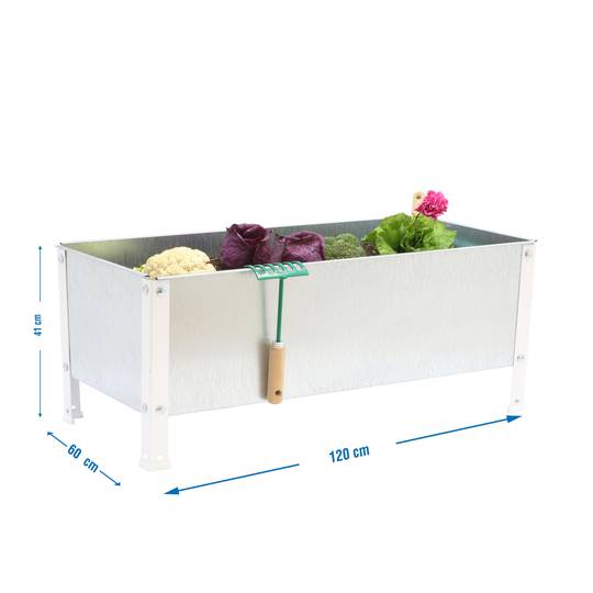 PrimeMatik Urban Garden 410x1200x600 mm branco e galvanizado 200 litros