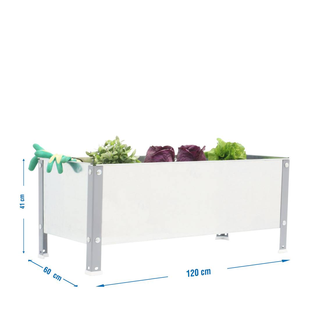 PrimeMatik Urban Garden 410x1200x600 mm cinza e galvanizado 200 litros