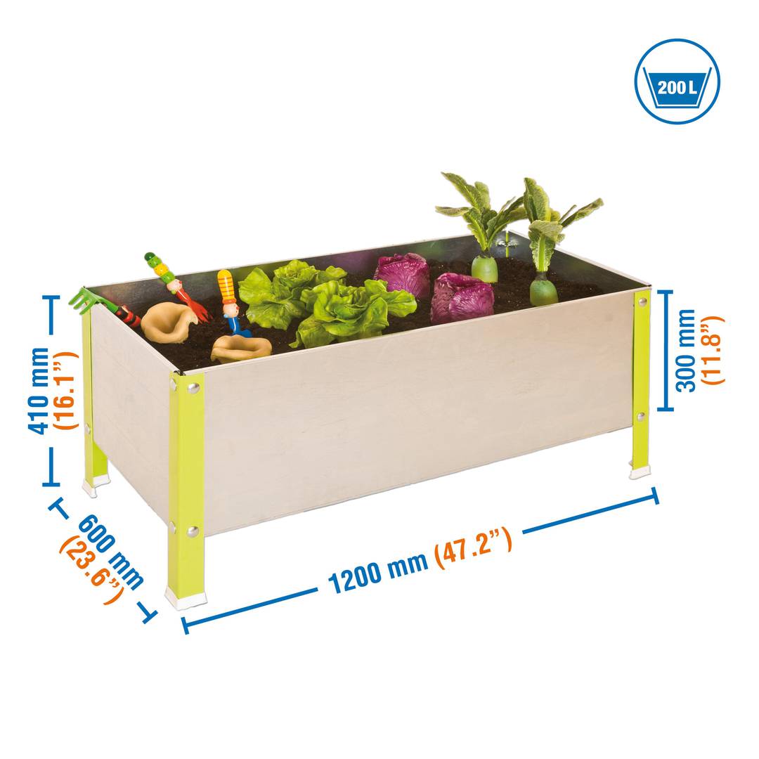 PrimeMatik Urban Garden 410x1200x600 mm verde e zincato 200 litri