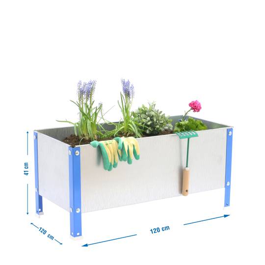 PrimeMatik Urban Garden 410x1200x1200 mm blauw en gegalvaniseerd 400 liter