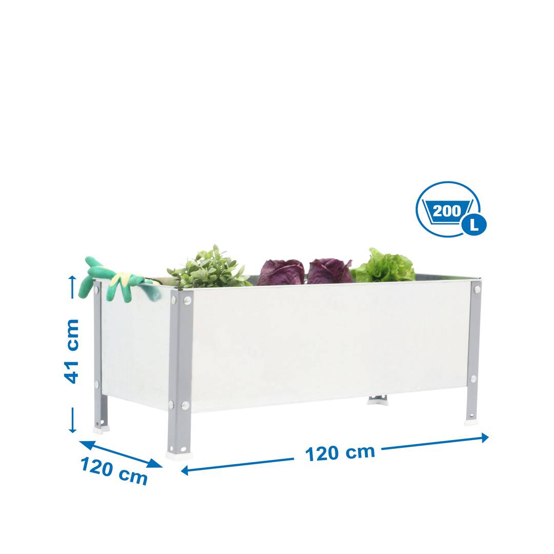 PrimeMatik Urban Garden 410x1200x1200 mm cinza e galvanizado 400 litros