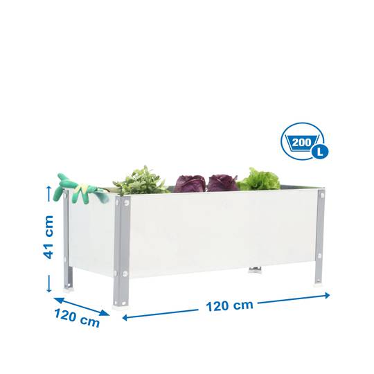 PrimeMatik Urban Garden 410x1200x1200 mm cinza e galvanizado 400 litros
