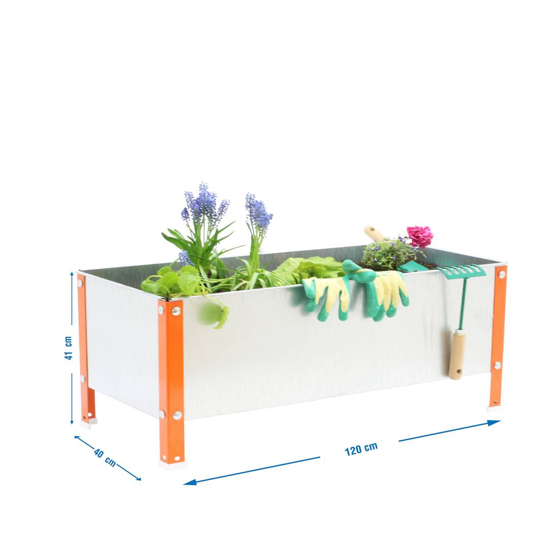 PrimeMatik Urban Garden 410x1200x400 mm orange et galvanisé 150 litres