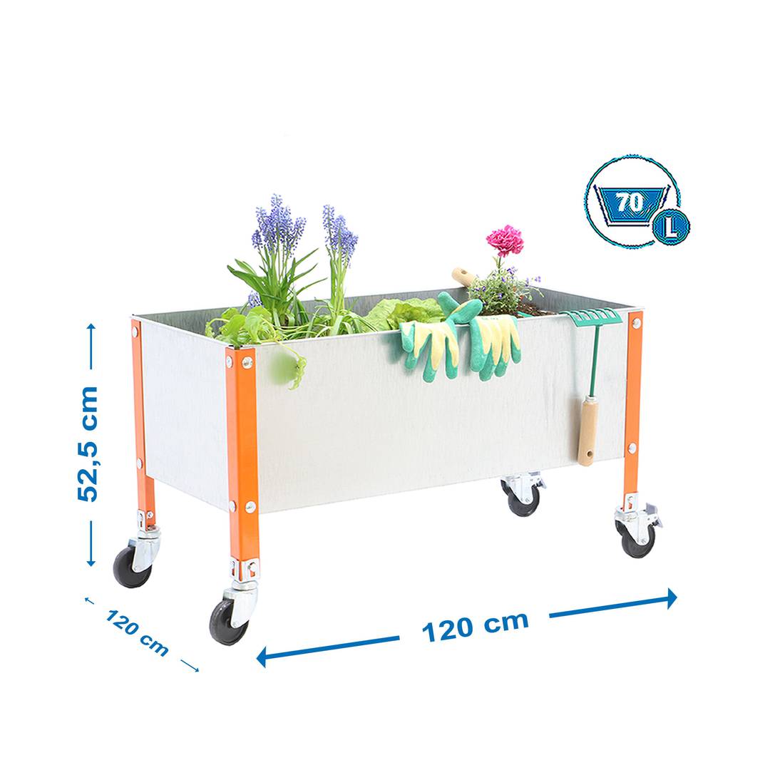 Urban Garden PrimeMatik Koło 485x1200x1200 mm pomarańczowe i ocynkowane 70 litrów z kołami