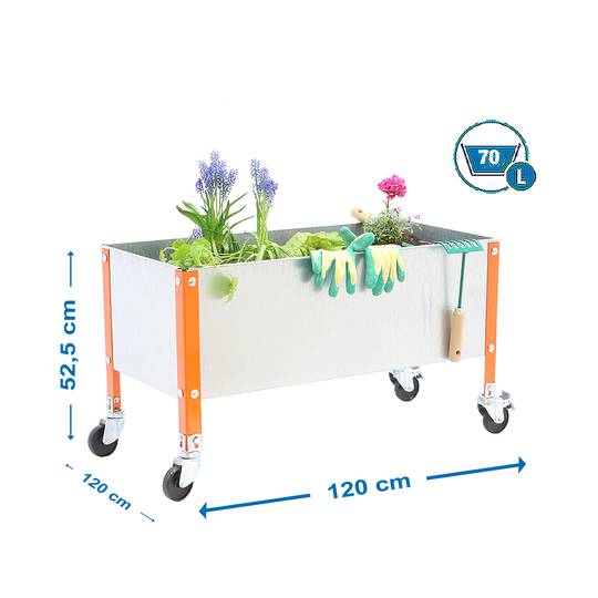 Urban Garden PrimeMatik Koło 485x1200x1200 mm pomarańczowe i ocynkowane 70 litrów z kołami