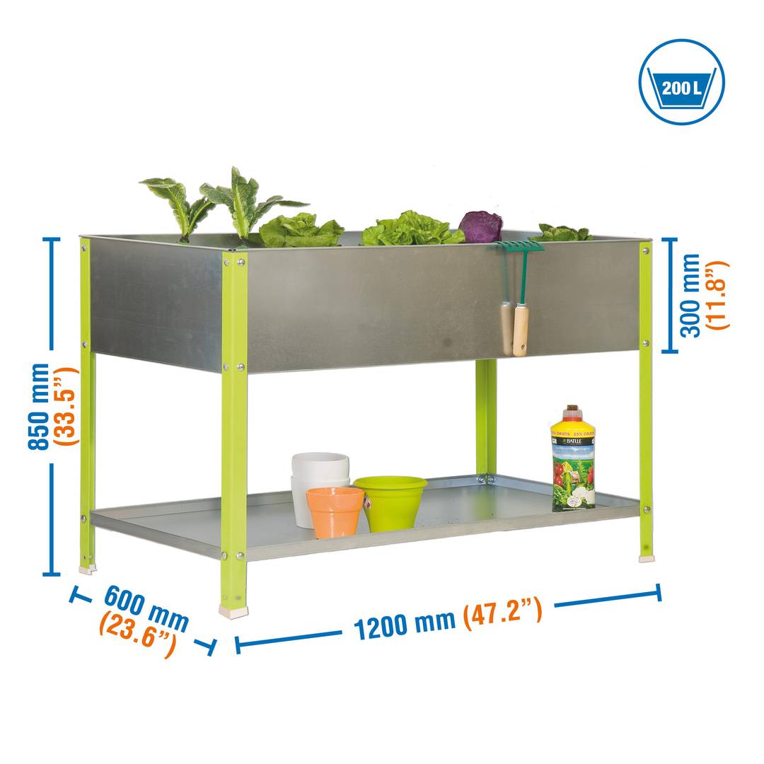 Urban Garden PrimeMatik Top 850x1200x600 mm verde e galvanizado com capacidade para 200 litros