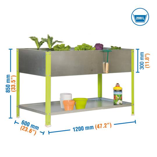 Urban Garden PrimeMatik Top 850x1200x600 mm verde e galvanizado com capacidade para 200 litros