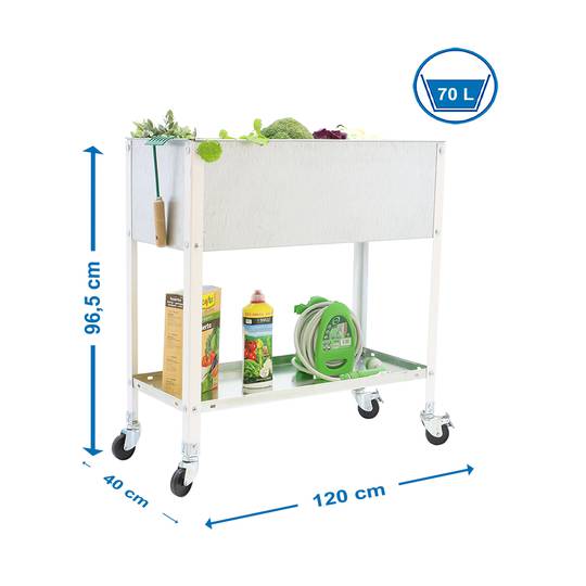 Urban Garden PrimeMatik Top Wheel 925x1200x400 mm biały i ocynkowany o pojemności 70 litrów z kołami